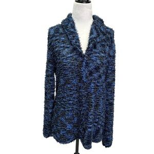 Papa Vancouver💙Blue/Black Button Front Shawl Collar Sweater Size S